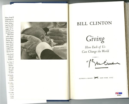 Bill Clinton Signed First Edition "Giving" Hard Bound Book